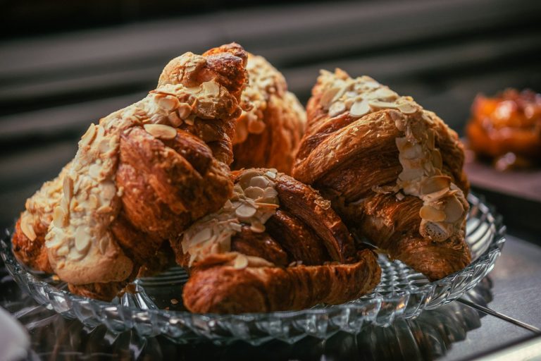 Pile of golden croissants