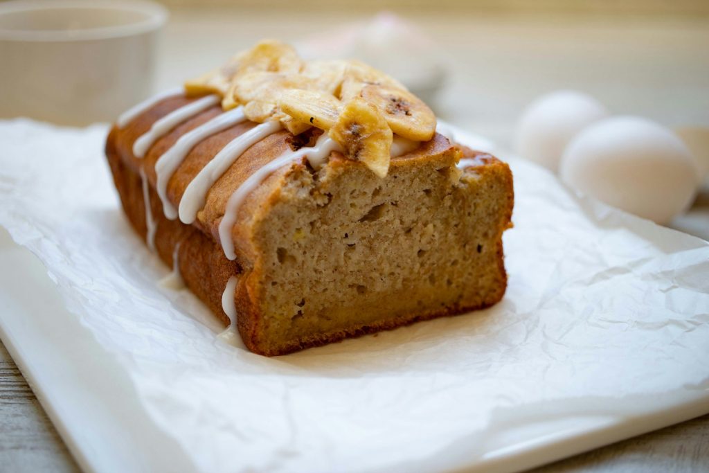 Glazed banana bread loaf
