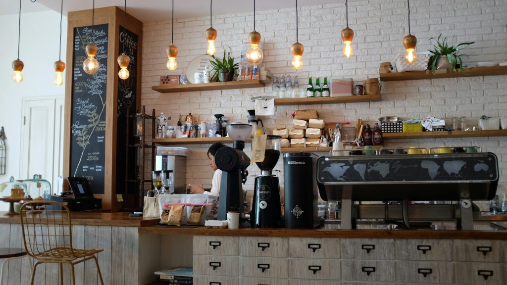 Coffee bar with espresso machine