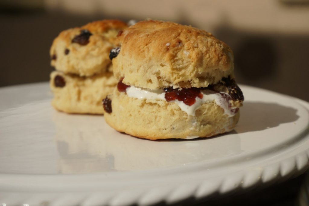 Scones on a white plate